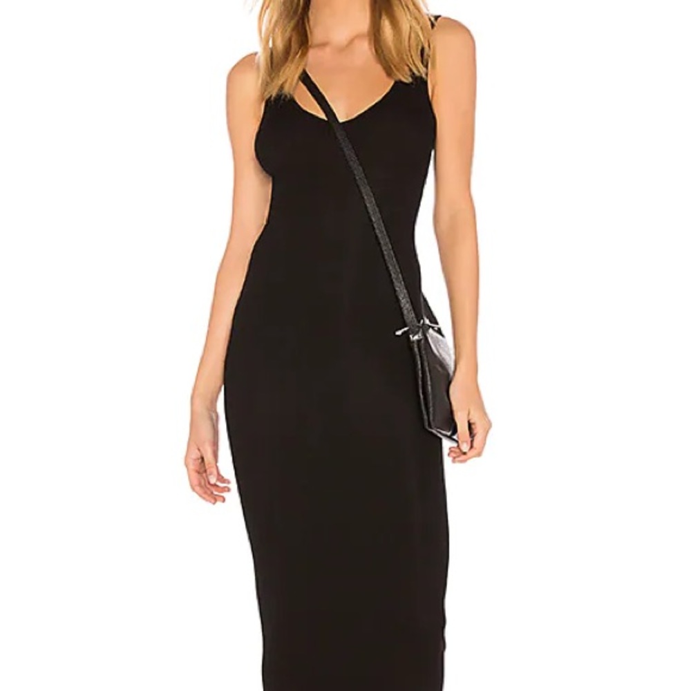 Enza Costa Silk Ribbed Tank Dress Charcoal